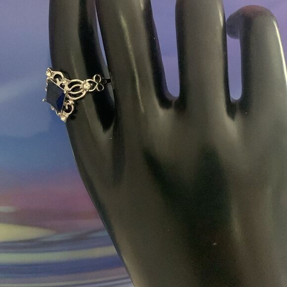 Gorgeous Vintage Blue Cabochon art deco ring, Unmarked - Picture 2 of 4